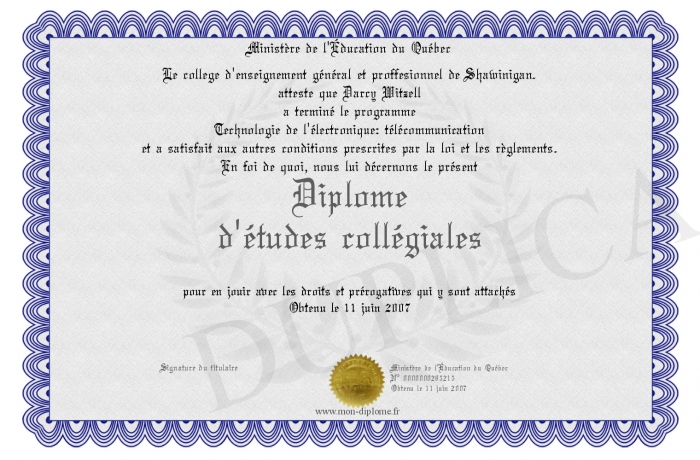 diplome d'etude collegiale